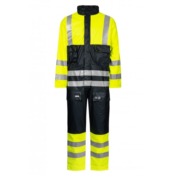Hi-Vis vinterkedeldragt i PU kvalitet XL Saturn gul (53) / Marinebl (03)