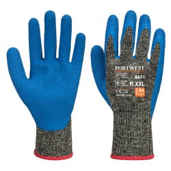 A611 - Aramid HR latex skrefast handske Black/Blue