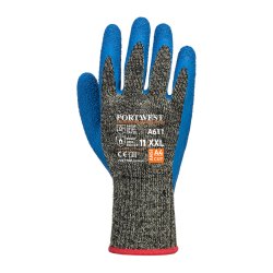 A611 - Aramid HR latex skrefast handske Black/Blue