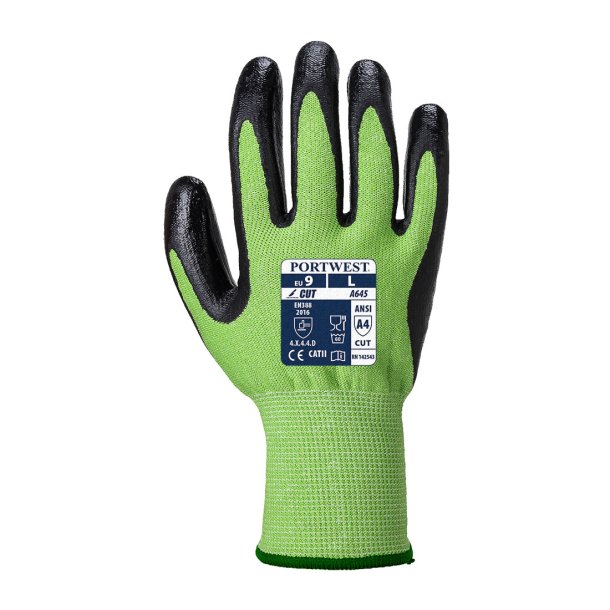A645 - Grn nitril skrefast handske Green/Black