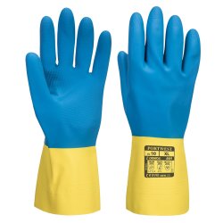 A801 - Dobbelt dyppet latex handske Yellow/Blue