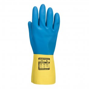 A801 - Dobbelt dyppet latex handske Yellow/Blue