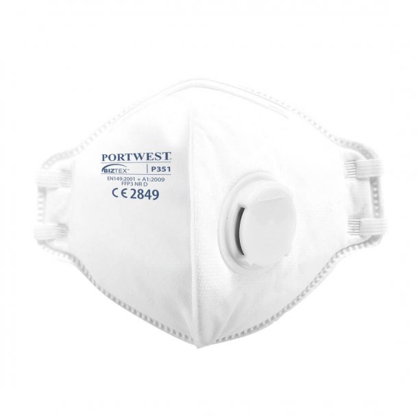 FFP3 Foldbar Dolomite Filtermaske med ventil Hvid