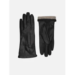 Skindhandske med strikfor