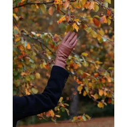 Skindhandske med varmt Strikfoer