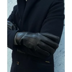 Skindhandske med strikfor