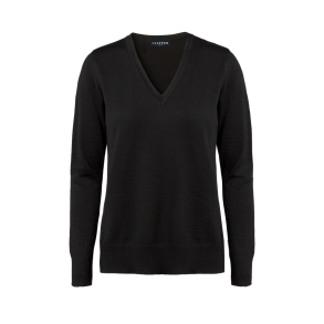 Sort damepullover - V-hals