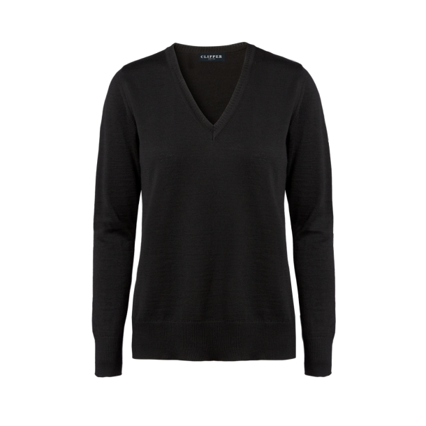 Sort damepullover - V-hals