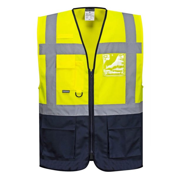 C476 - Warsaw hi-vis vest Gul/Marine 2XL